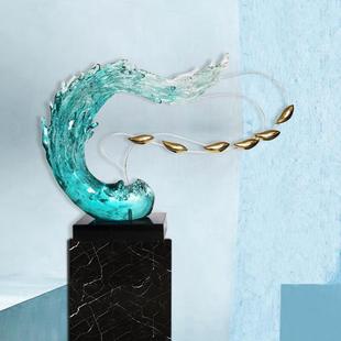 中式透明树脂家居饰品抽象鱼来德水室内仿真雕塑地王大厦酒店摆件
