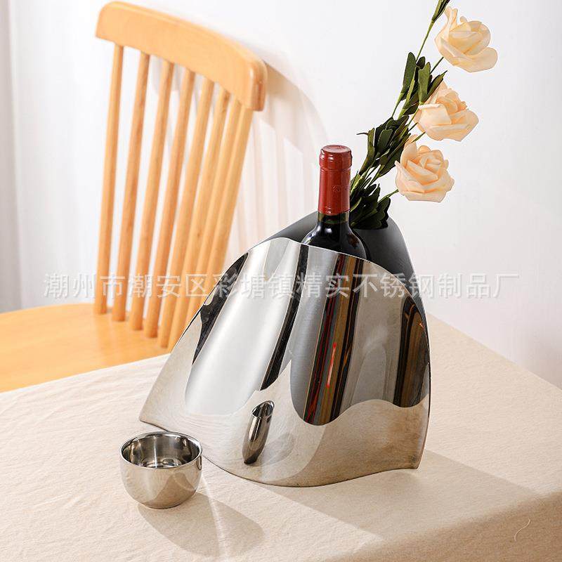 红酒冰桶样板房玄关银色不锈钢波浪曲线金属花瓶餐厅桌面插干花器,鲜花速递/花卉仿真/绿植园艺,割草机/草坪机,淘宝优惠券,粉丝福利购,淘宝优惠卷