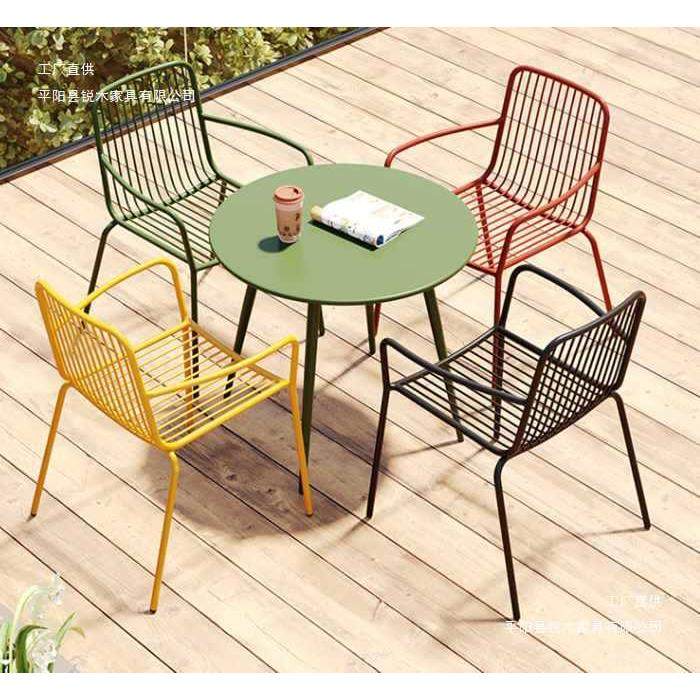 户外桌椅组合休闲桌椅铁艺奶茶店咖啡厅阳台露天庭院花园桌椅组合