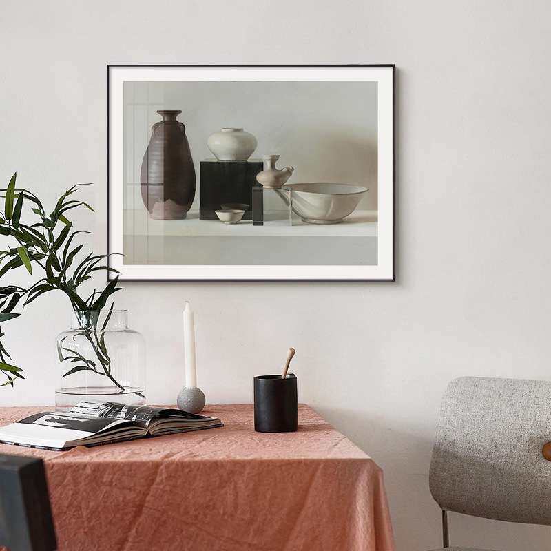 现代简约小众文艺复古怀旧装饰画入户玄关个性壁画狗静物组合挂画