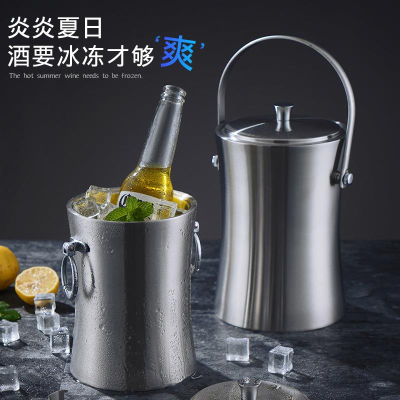 加厚不锈钢冰桶双层香槟桶红酒冰镇啤酒冰块桶KTV酒吧用具冰酒桶