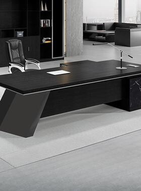 黑色时尚办公室大班台现代简约总裁经理老板桌感商务