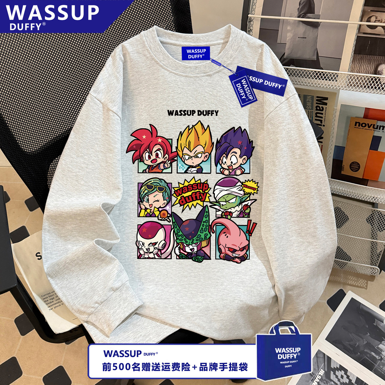 WASSUP春秋季新颖T恤长袖ins男女