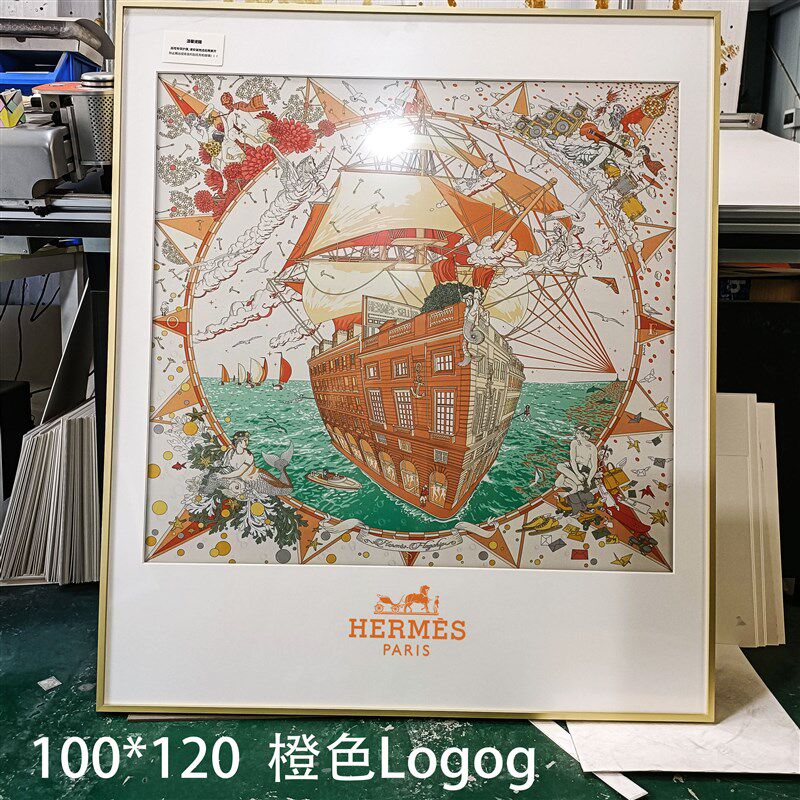 丝巾无损装裱90厘米丝巾加长制作可挂墙玄关装饰画装框轻奢风画框