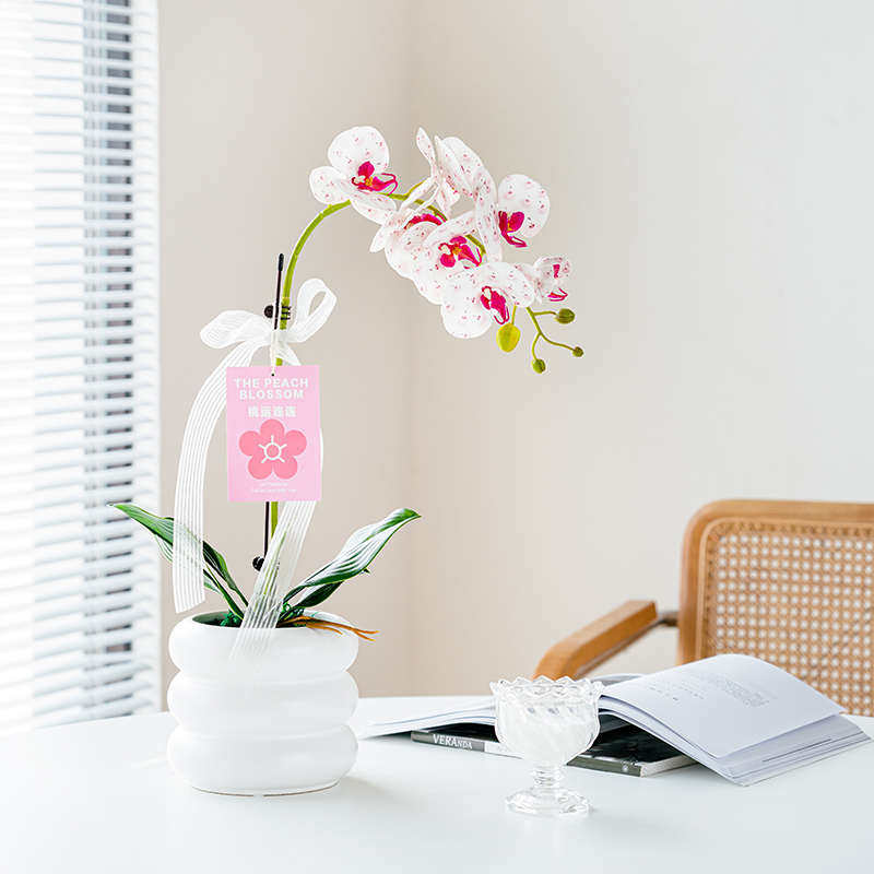 高级蝴蝶兰仿真花高档客厅插花假摆件花花盆栽大大桌面号装饰摆设