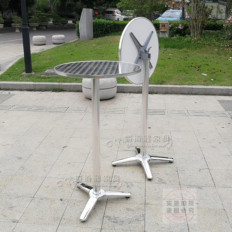 可折叠酒吧桌易清洁钢面圆吧台 重底堆头巡展宴会鸡尾酒会高脚桌