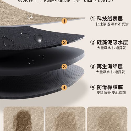厨房地毯垫高级感防滑防油全铺地垫耐脏免洗可擦硅藻泥吸水垫整铺