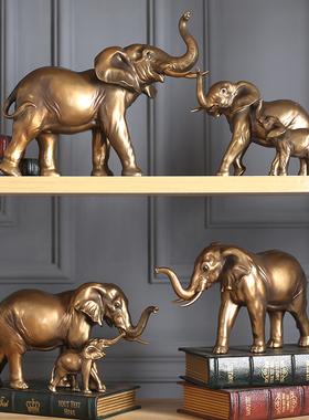 欧式铜金色吉祥大象家居客厅酒柜玄关办公室摆件开业礼品商务摆设