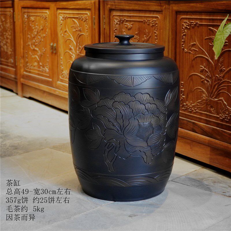云南建水手工紫陶罐中式大容量陶瓷茶罐 家用防潮紫砂茶缸建水紫