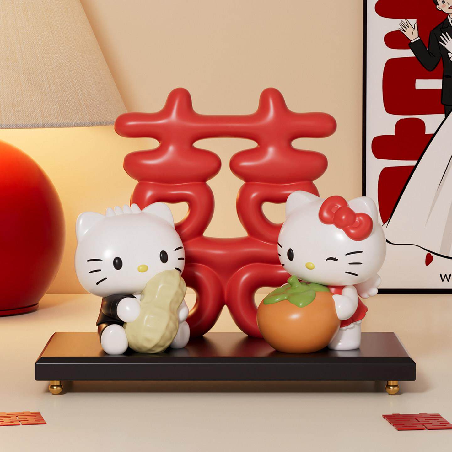 Kitty猫结G-016物婚礼摆物件客厅电柜装饰订婚礼礼品送闺视蜜婚庆