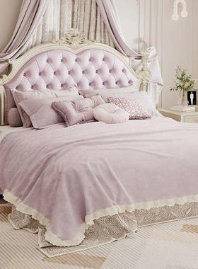 法式轻奢实床木雕SIE花双人油床奶风卧大床欧主式双人公主婚床软