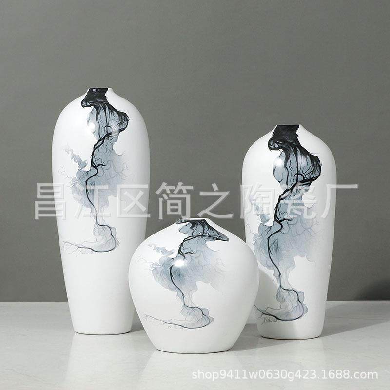 新中厅式水墨客风陶瓷花瓶摆件插花郁金香QDO仿装真花艺玄关艺术,橡塑材料及制品,工业陶瓷,淘宝优惠券,粉丝福利购,淘宝优惠卷