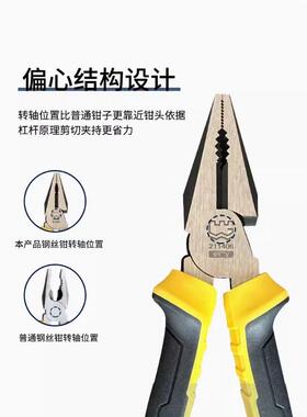 长精工老虎钳6FVO寸尖钳工业级德式8寸钢子丝钳电工嘴剪城切斜口