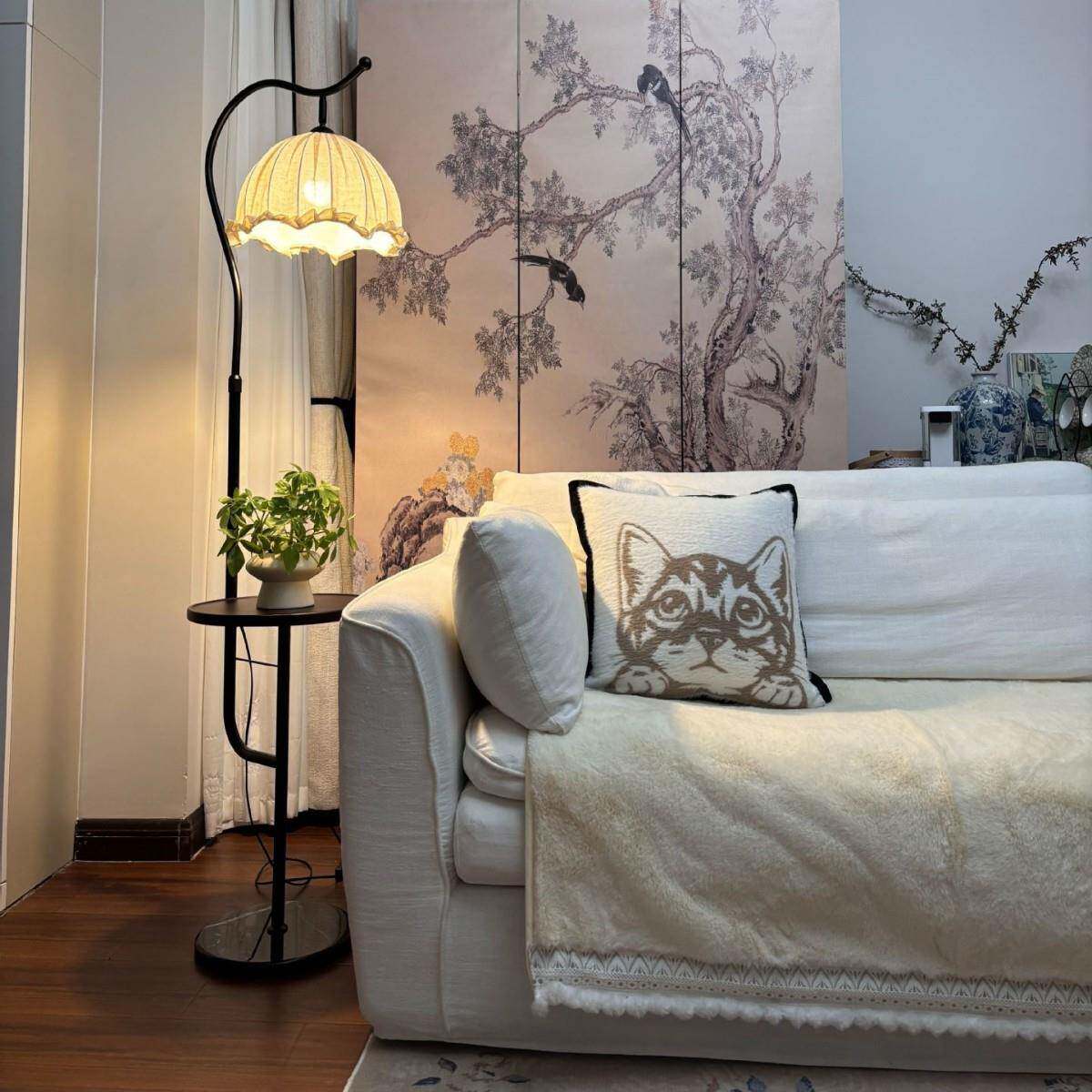 古风落地中厅灯法复古南117洋式客沙发边几置物架床头柜一体立式