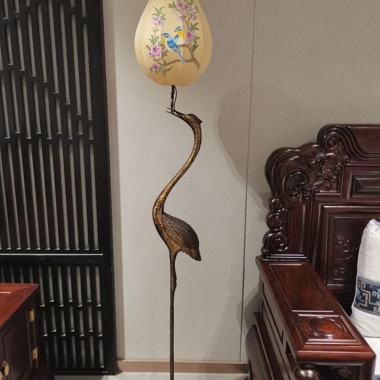 中式灯989全铜落地灯复古客厅古灯仿古鹤灯仙灯古风台灯典灯具中
