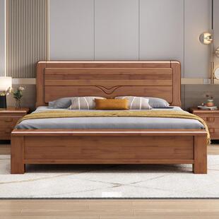 新中式榫卯全实木床气1.8米双物主卧室现代简UJJ约压储经济型大人