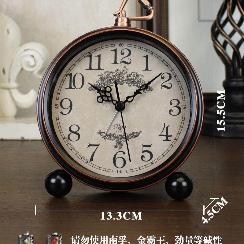美式F95SJMHS闹钟家用床头静音座钟学生桌面钟客厅复小古时式钟摆