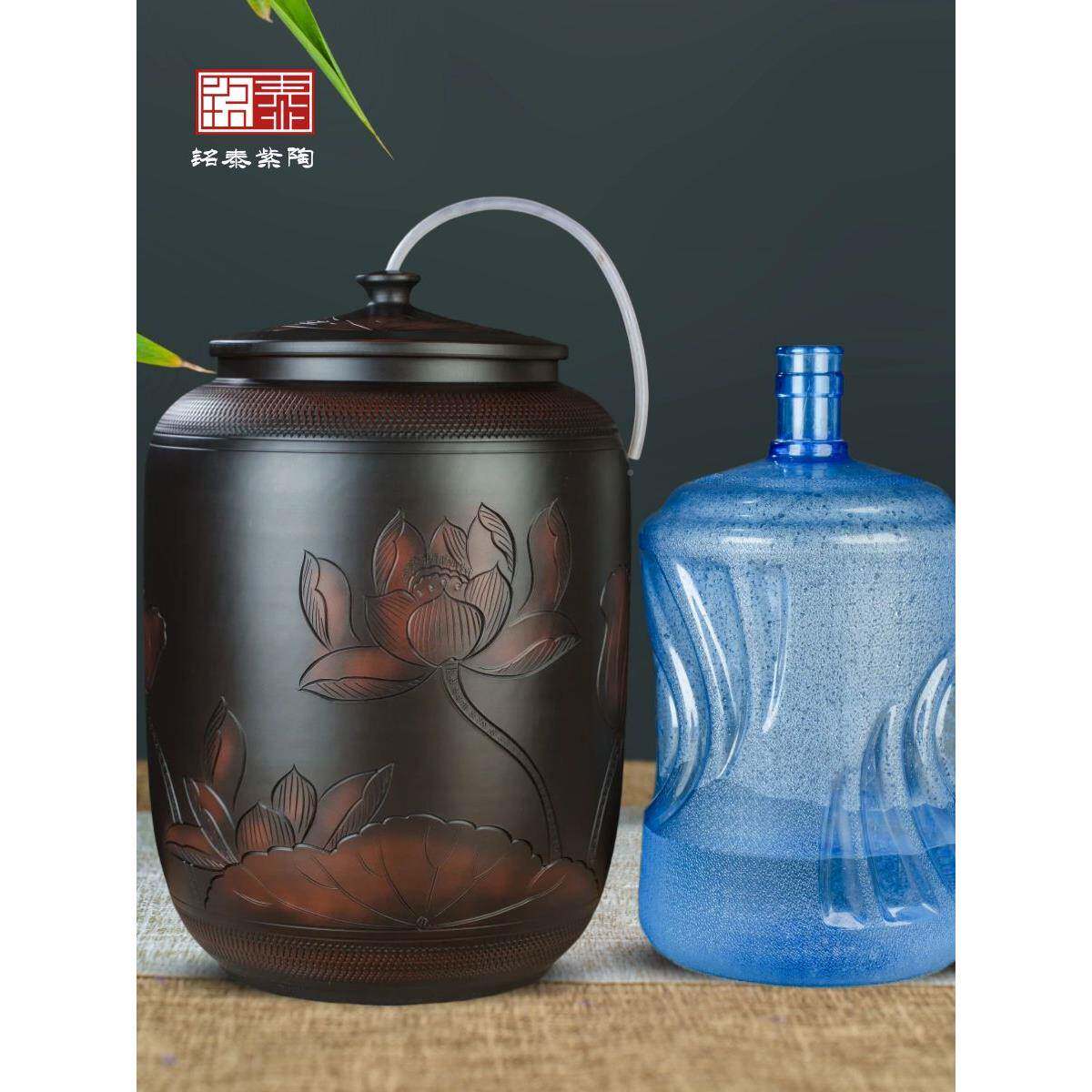 茶储水水桶陶瓷水家缸储水用用老式带盖抽水台泡387茶储罐装纯净
