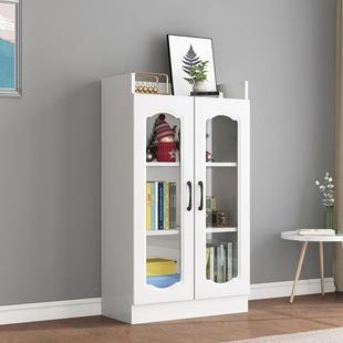 一实木书书架柜地收纳GUN柜体书橱防尘储物柜带玻落璃门儿童置物