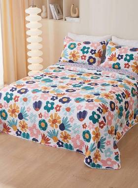 四季通用面纯床盖纹斜单件全棉夹双棉床IYE单三件套绗缝被炕盖棉