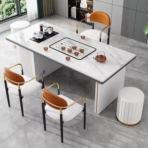 轻奢岩办板茶台现简合约茶桌椅IIV组代家用公室茶台茶水柜茶台