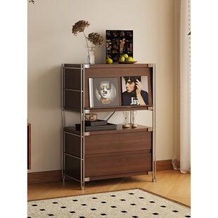 ?中古风置柜沙发边翻门QQS杂志柜书柜落地靠墙收列纳陈展物示柜柜