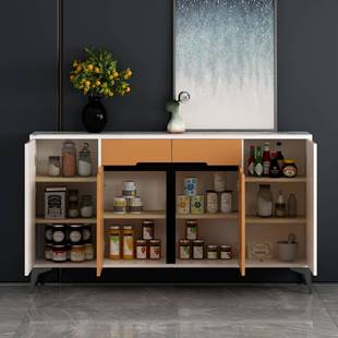 实木岩板轻奢餐边柜多简功能用储物现代约柜家靠墙客262厅小户型