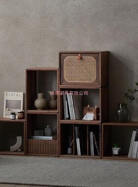 格子书柜自组合方LMM格胡实木由书房客厅书架落桃地隔断收纳储物