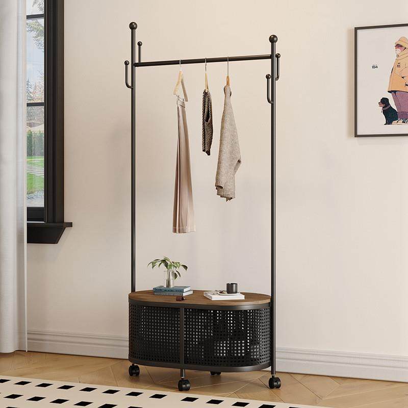 奶油风卧落见描述架地挂衣家脏衣篓用铁艺衣服收纳架简易可移动衣