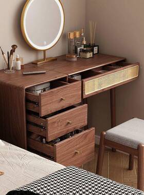 KBJ实木梳妆台新中式复小一户型化妆桌体收纳柜带镜古床尾置物妆