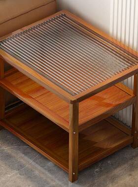 沙发边玻型璃客厅家用边桌床简约小户长方LVI形角几头楠竹茶几几