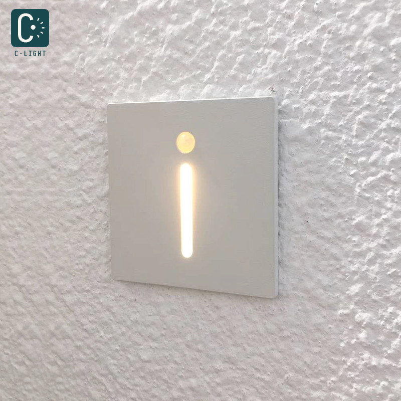 led感应地脚灯方形梯步灯踏步灯86型墙角过道家用嵌入式起夜灯