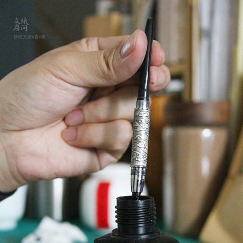 储墨汁毛笔!科学软笔升级版可加墨汁便携抄经笔纯狼毫笔头书法笔