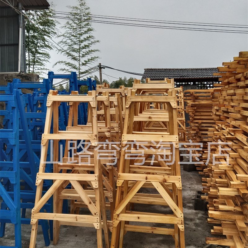 实木人字梯子杉木梯装修走梯工程梯双侧木梯建筑工地实木梯油漆梯