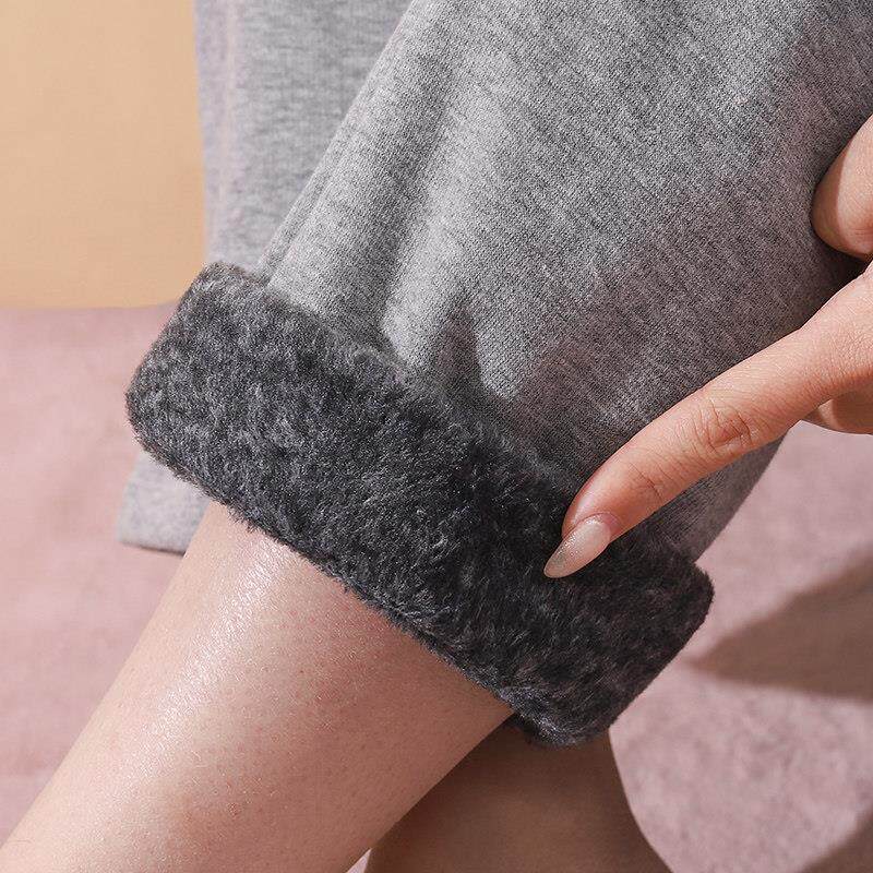 女可加绒家居睡裤单件直筒外穿冬KZ-4051季保中老暖年