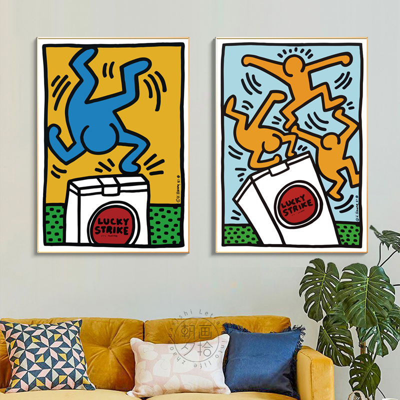 凯斯哈林装饰画涂鸦挂画波普风艺术潮流客厅卧室床头背景墙面壁画