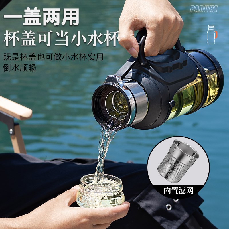 大容量玻璃杯带把手水杯2025新款家用户外耐高温大号男士泡茶杯子