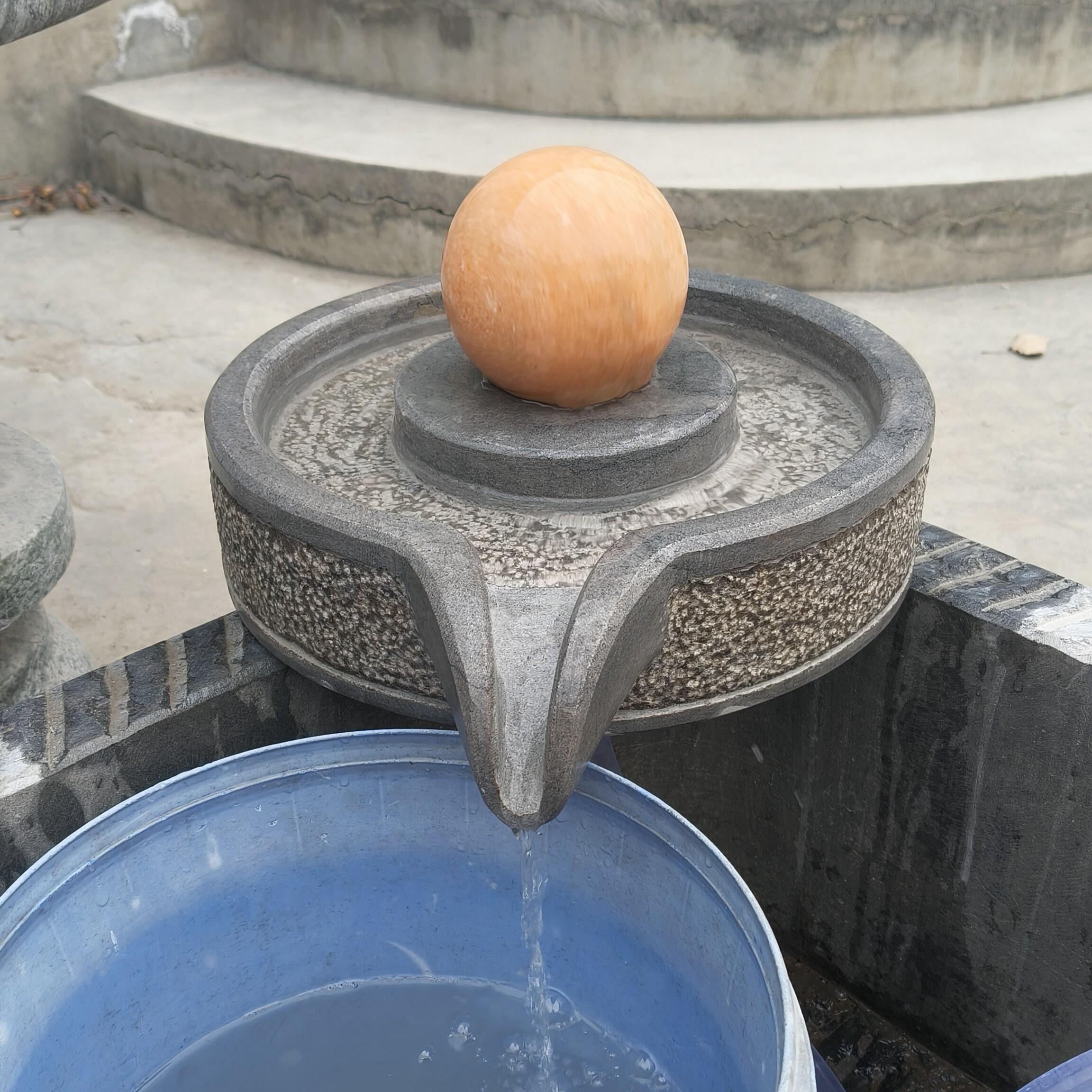 石磨流水旋转水晶球水槽石缸鱼池流水装饰摆饰