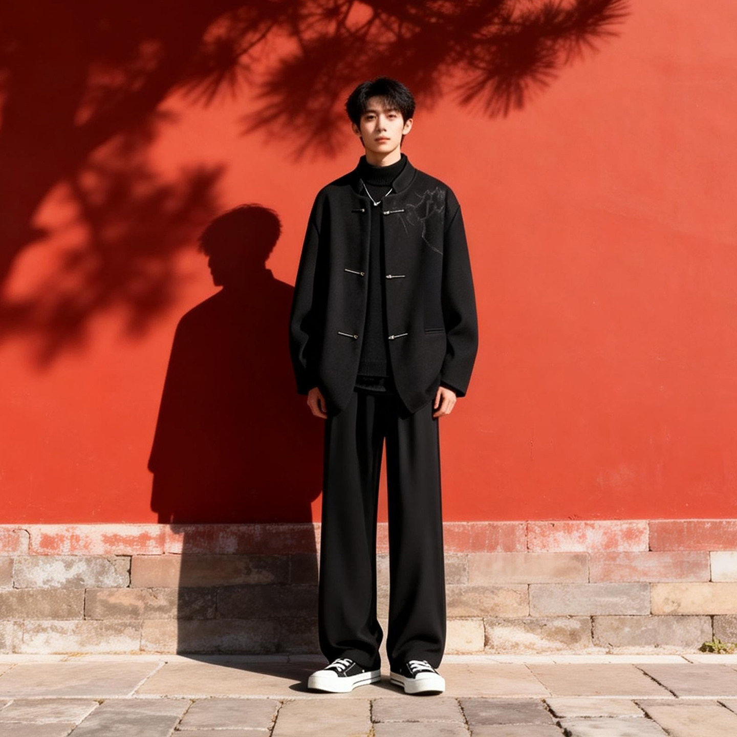 新中式中山装男士西服外套冬季订婚礼服穿搭男装一套搭配帅气衣服