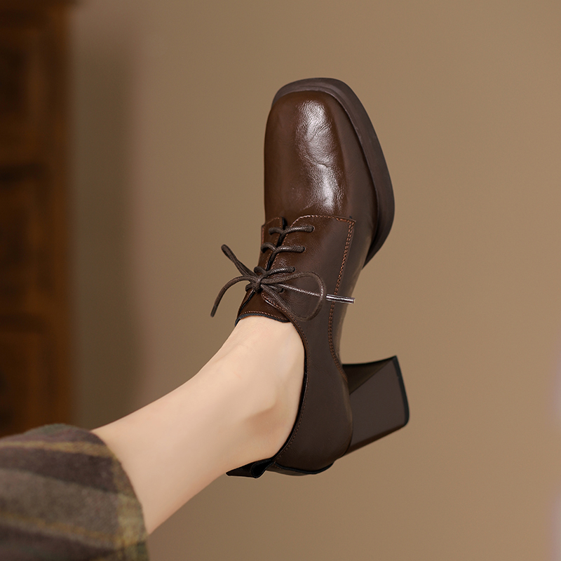 6.5cm~复古系带深口单鞋