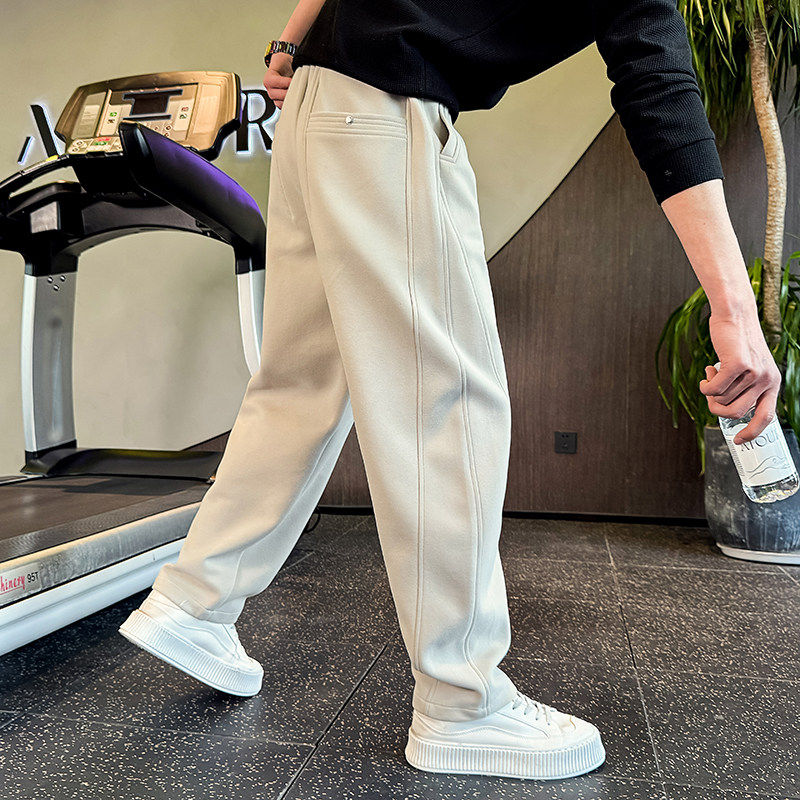 潮牌重磅弯刀卫裤男士2026新款冬季加绒加厚男裤痞帅休闲裤子男款