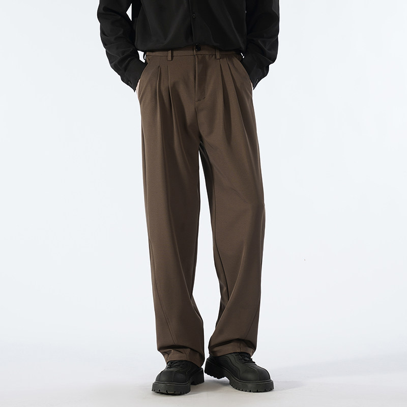 直筒休闲裤秋冬季垂感裤子男阔腿西裤加绒男生高级感西装长裤男款