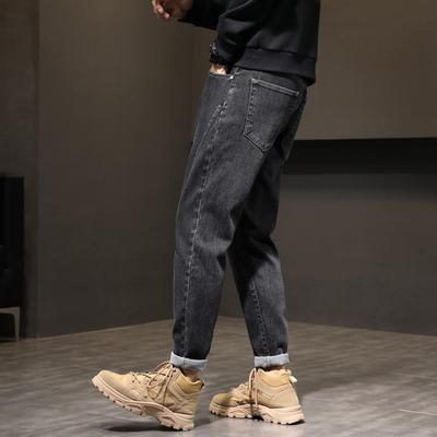 男士休闲牛仔裤冬季男装2025新款潮牌宽松直筒男生秋冬加绒长裤子