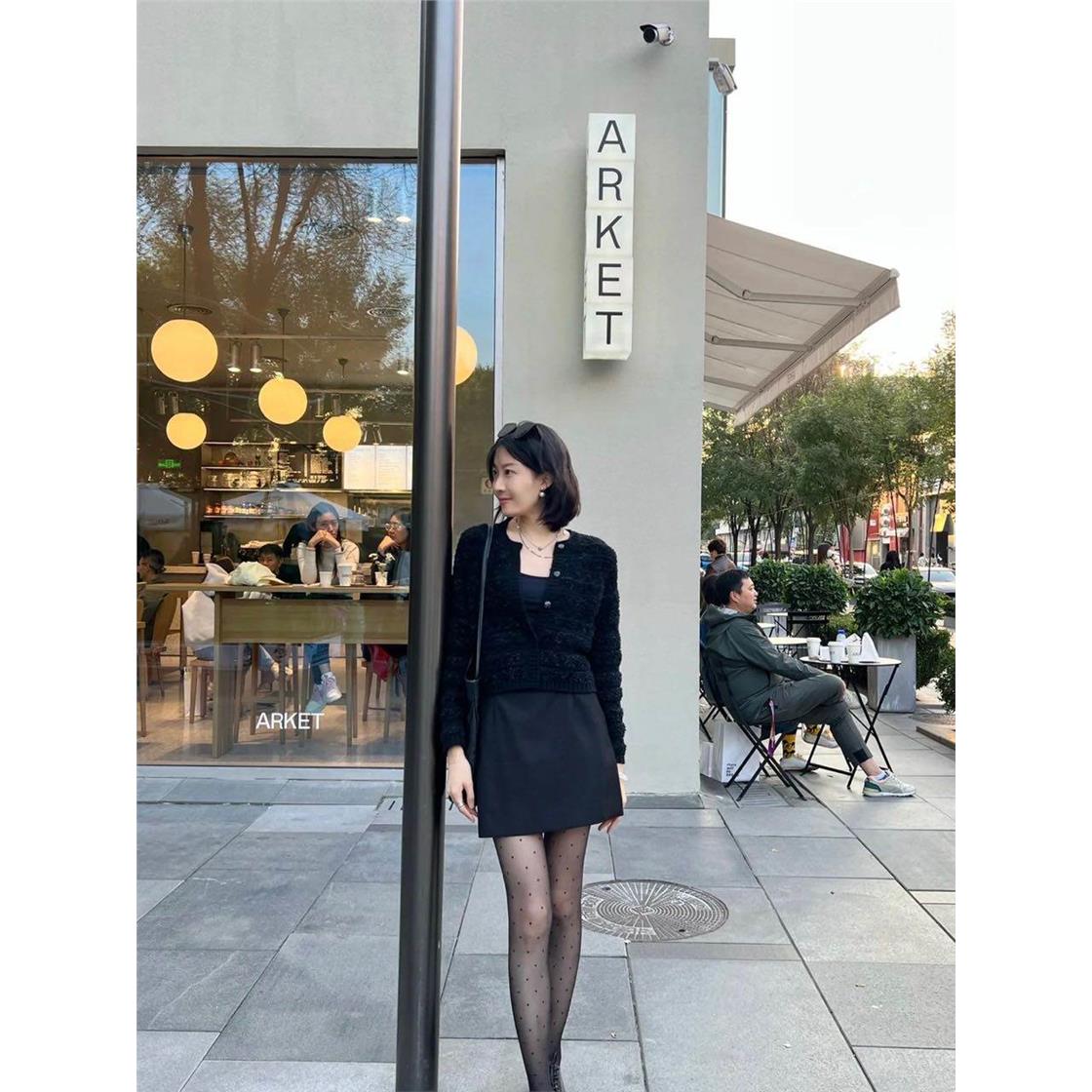 双层复古防勾丝波点黑丝袜光腿神器女秋冬加绒圆点波点丝袜连裤袜