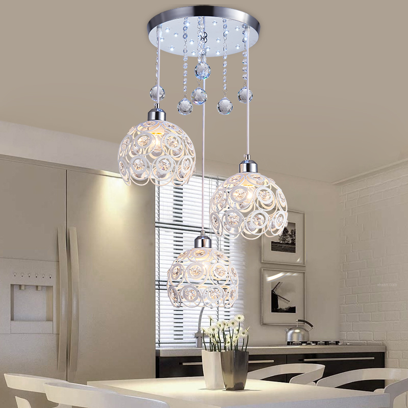 三头餐厅吊灯简约现代家用水晶阳台创意个性餐桌灯饭厅餐吊灯具