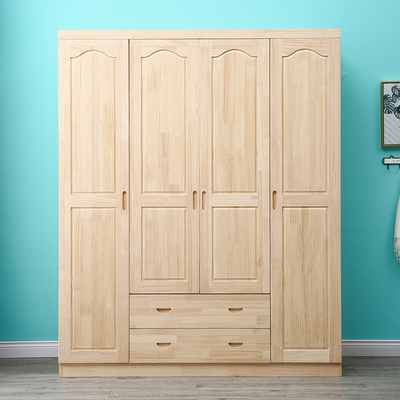 实木衣柜双开门松木衣柜大衣橱松木儿童衣柜单门二门三门四门卧室