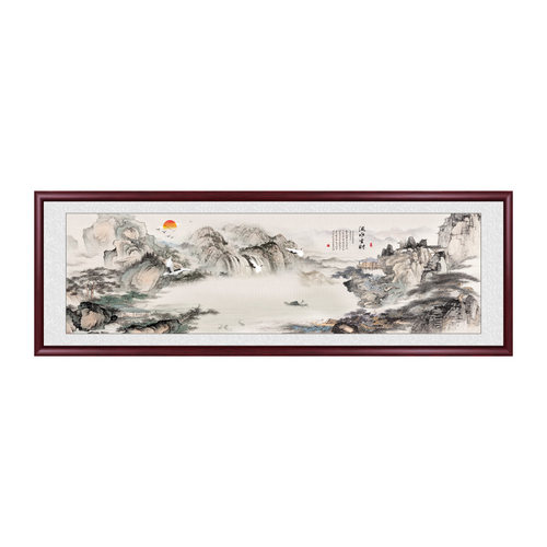 山水画客厅挂画新中式水墨画办公室办公室装饰画背景墙壁画国画