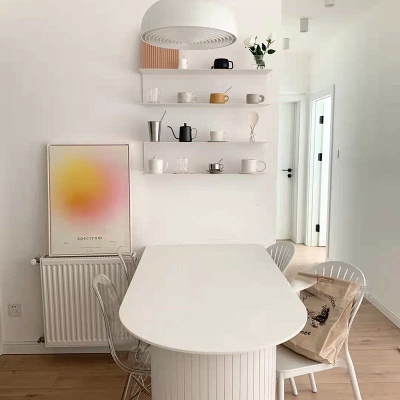 一字隔板墙上置物架墙壁客厅艺白色杯架子餐厅层板铁厨房墙面