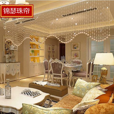 水晶珠帘免打孔隔断帘客厅玄关过道门帘装饰挂帘屏风珠链卧室帘子