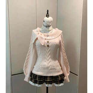 秋冬原创古早兔耳vintage毛衣奈奈风早秋学院风套头收腰针织衫女